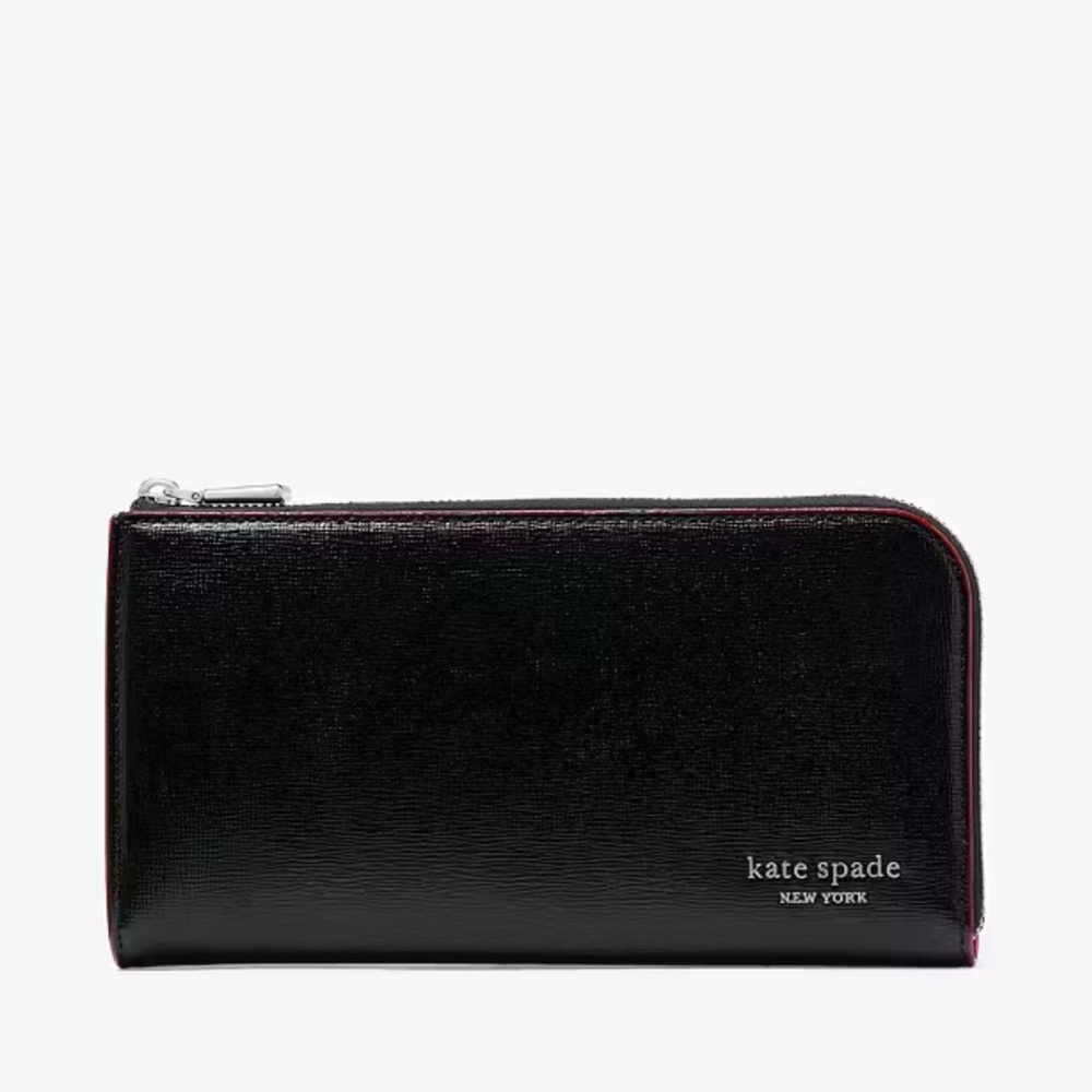 Kate Spade Devin Black & Multicolor Zip Around Leather Wallet NWT